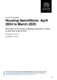 Housing demolitions: April 2024 to March 2025