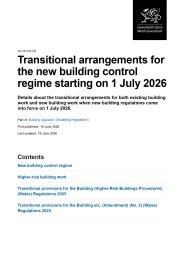 Transitional arrangements for the new building control regime starting on 1 July 2026