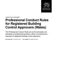 Professional conduct rules for registered building control approvers (Wales)