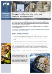 Storing and handling preservative treated timber. Information for suppliers and end users